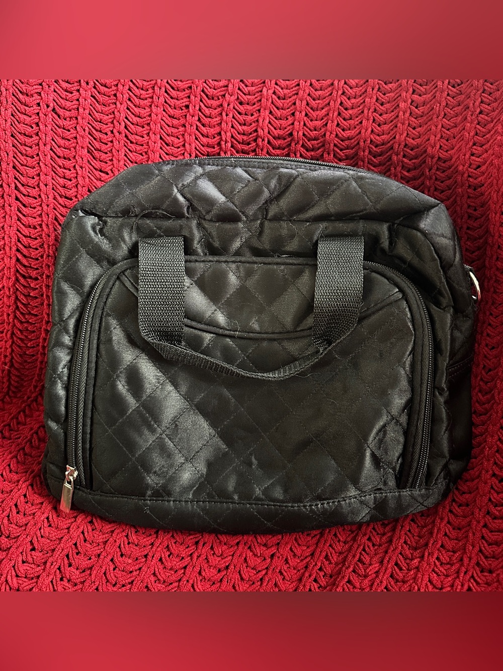 Quilted Black UnderSeat Travel Bag with Trolley Sleeve